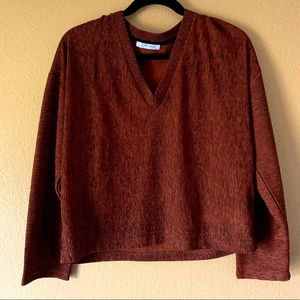 Zara Burnt Orange Women’s V-Neck Long Sleeve Top - Size Medium